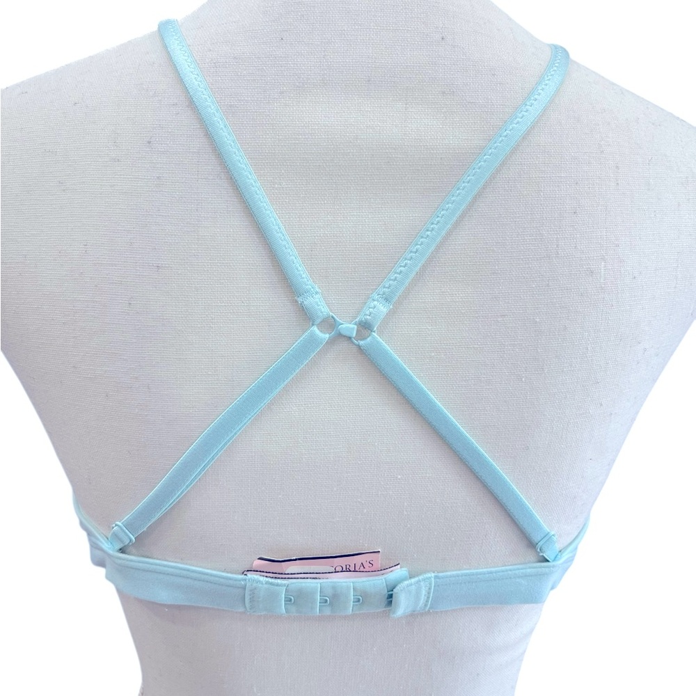 Victoria’s Secret Dream Angels Lace Mesh High Neck Bralette Aqua Blue M - Picture 3 of 9